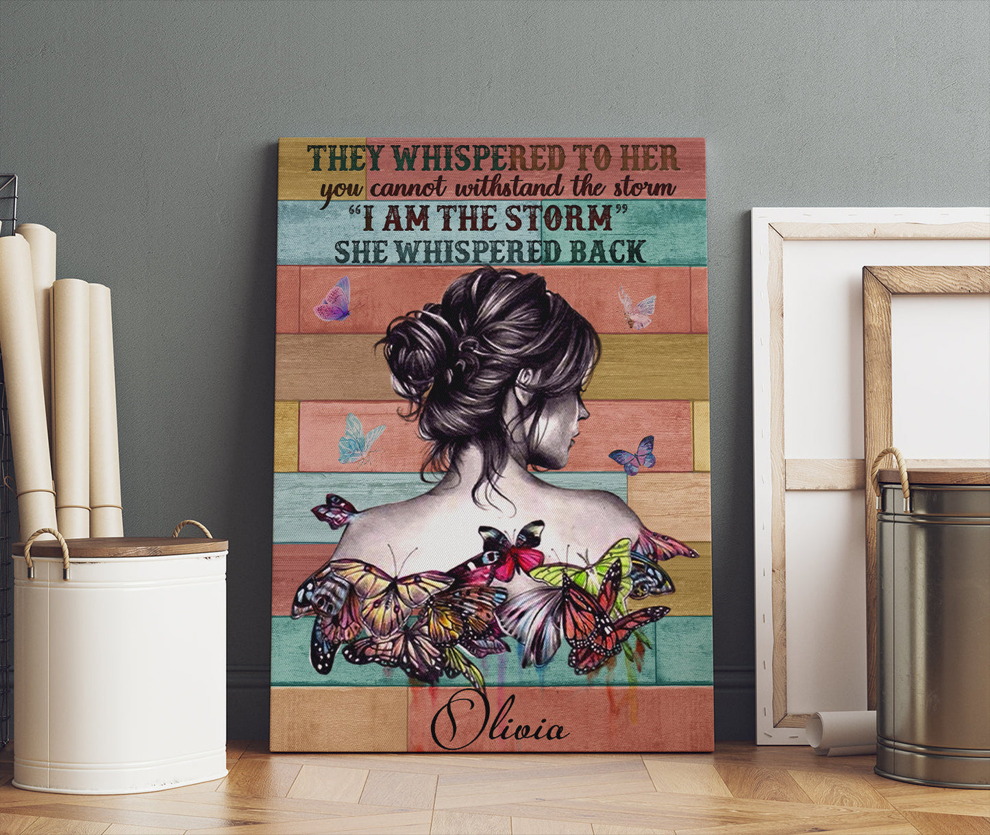 Hippie Girl Canvas Wall Art - They Whispered To Her You Can't Withstand The Storm