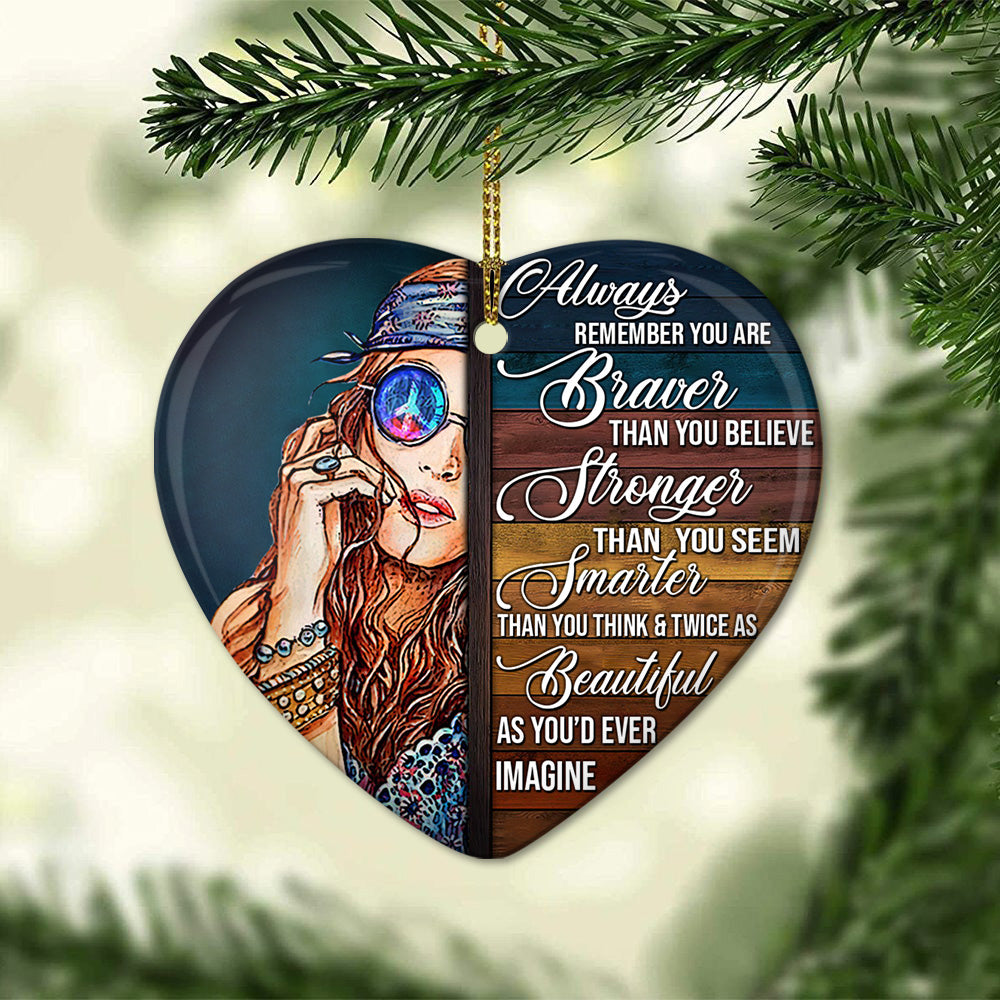 Hippie Girl You Are The Best Heart Ceramic Ornament - Christmas Ornament - Christmas Gift
