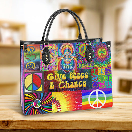 Hippie Give Peace A Chance 1 Leather Bag - Women's Pu Leather Bag - Best Mother's Day Gifts