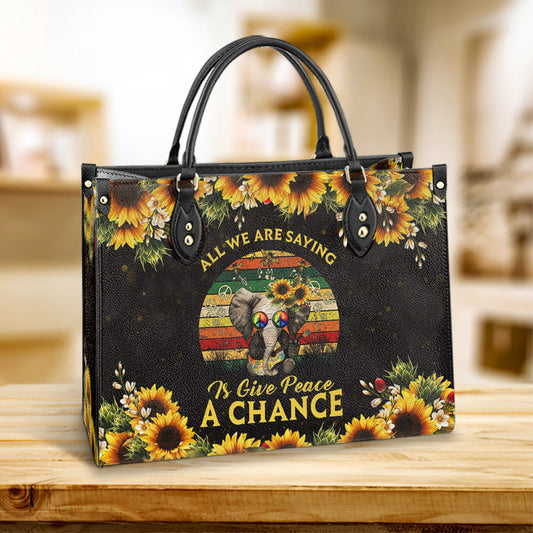 Hippie Give Peace A Chance 2 Leather Bag - Women's Pu Leather Bag - Best Mother's Day Gifts
