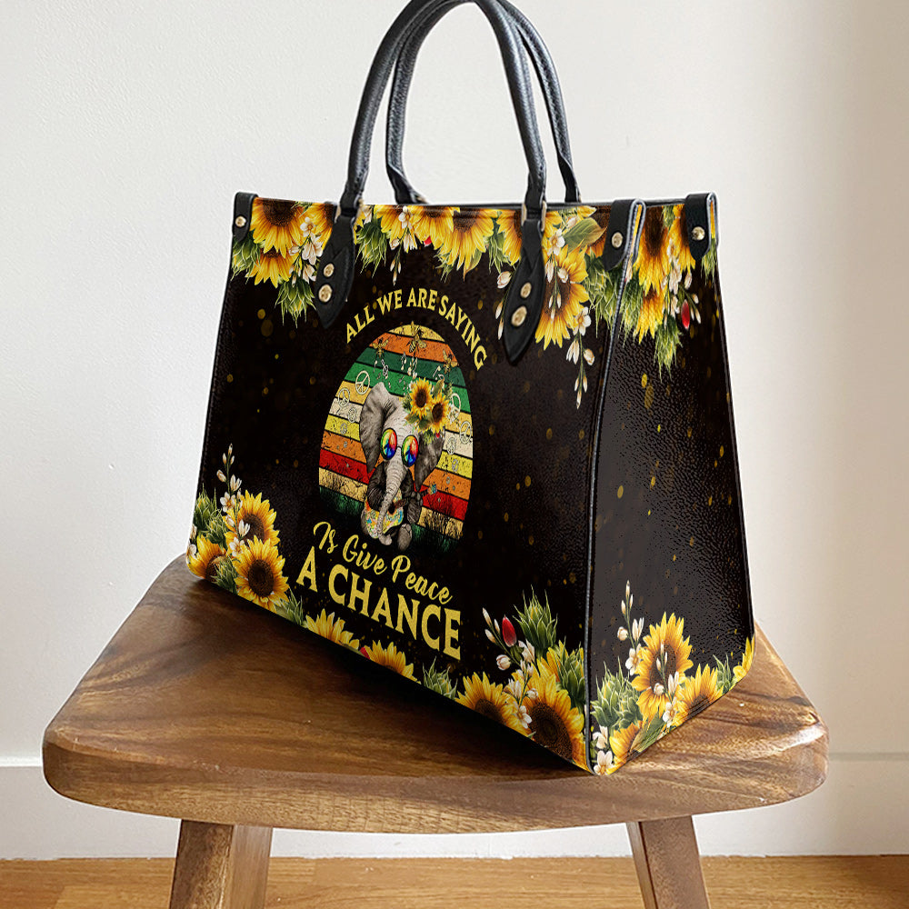 Hippie Give Peace A Chance 2 Leather Bag - Women's Pu Leather Bag - Best Mother's Day Gifts