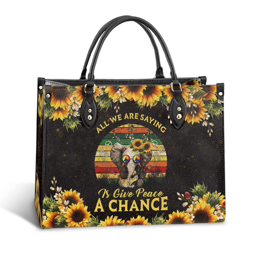 Hippie Give Peace A Chance 2 Leather Bag - Women's Pu Leather Bag - Best Mother's Day Gifts