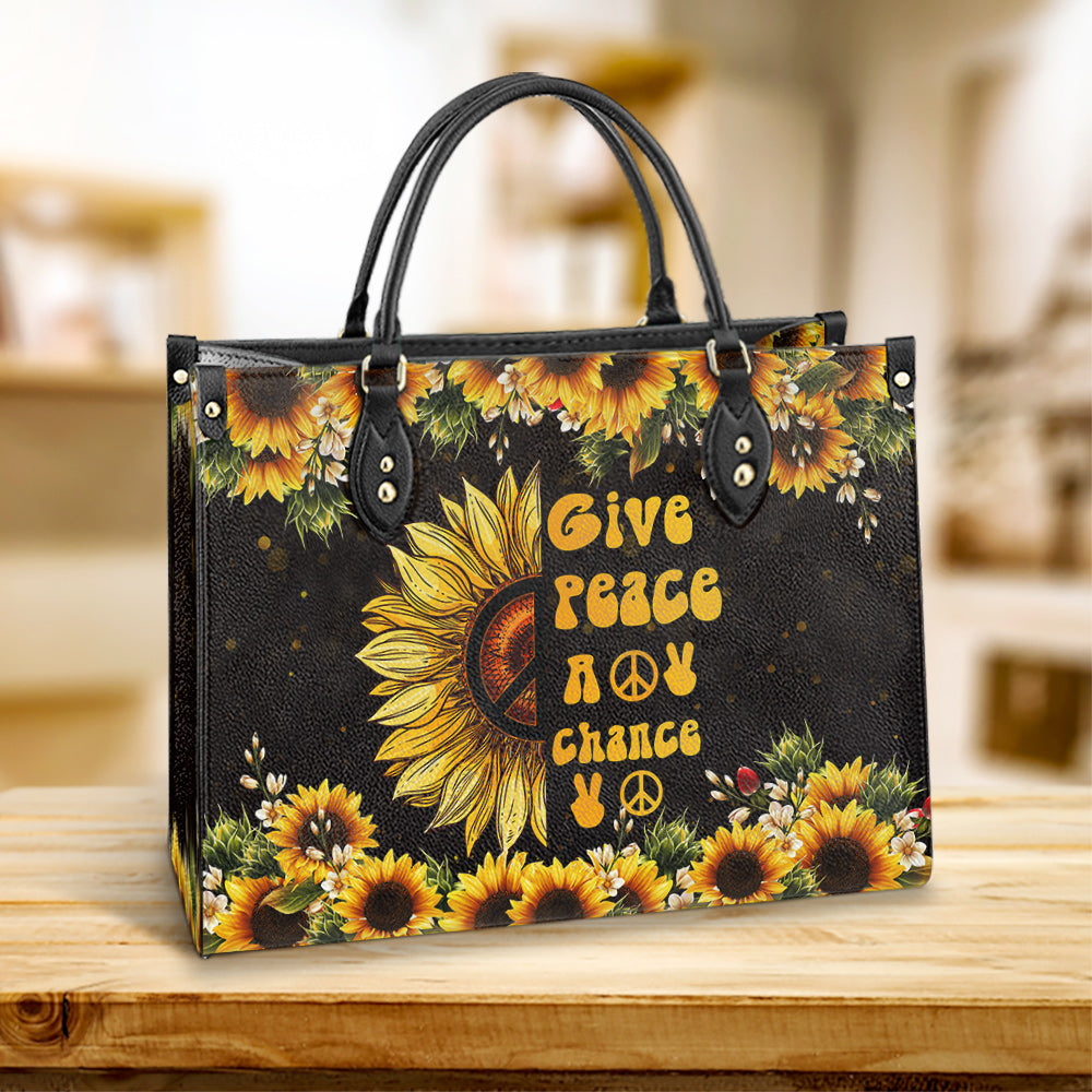 Hippie Give Peace A Chance Pu Leather Bag - Women's Pu Leather Bag - Best Mother's Day Gifts