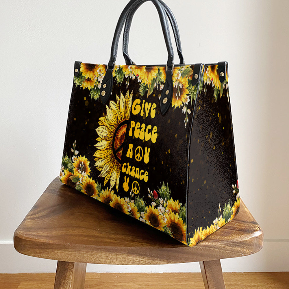 Hippie Give Peace A Chance Pu Leather Bag - Women's Pu Leather Bag - Best Mother's Day Gifts
