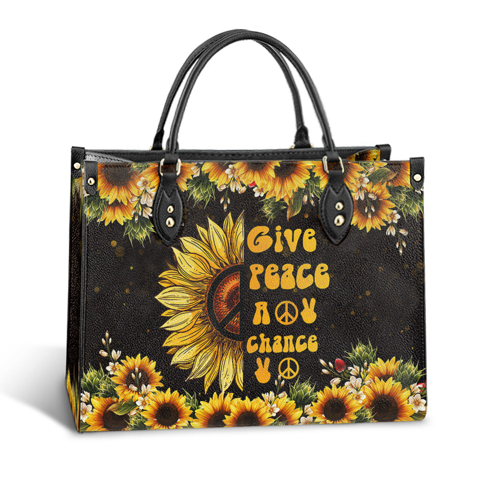 Hippie Give Peace A Chance Pu Leather Bag - Women's Pu Leather Bag - Best Mother's Day Gifts