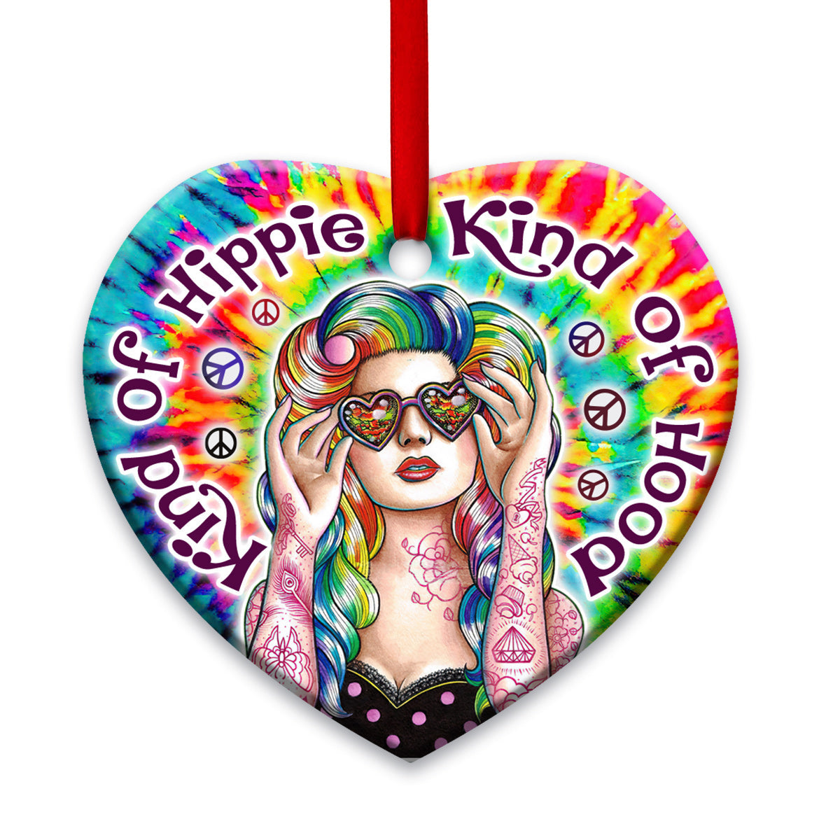 Hippie Kind Of Hippie Kind Of Hood Heart Ceramic Ornament - Christmas Ornament - Christmas Gift