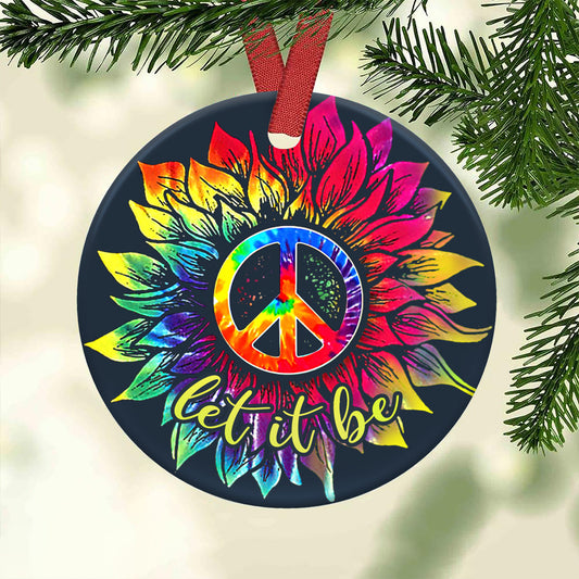 Hippie Let It Be Ceramic Circle Ornament - Decorative Ornament - Christmas Ornament