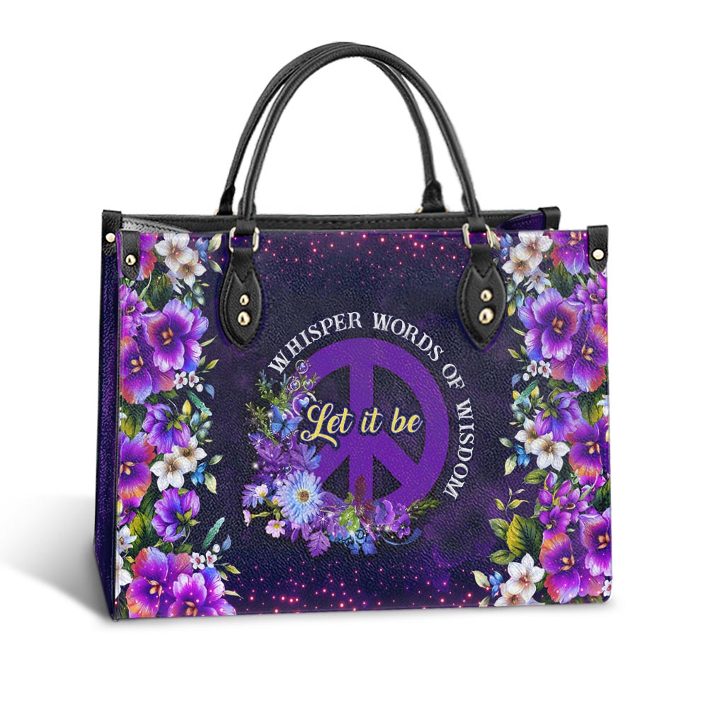 Hippie Let It Be Purple Peace Sign Leather Bag - Women's Pu Leather Bag - Best Mother's Day Gifts