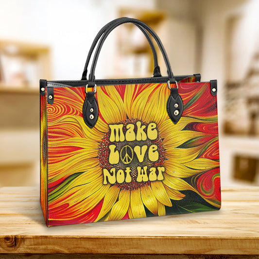 Hippie Make Love Not War Leather Bag - Women's Pu Leather Bag - Best Mother's Day Gifts