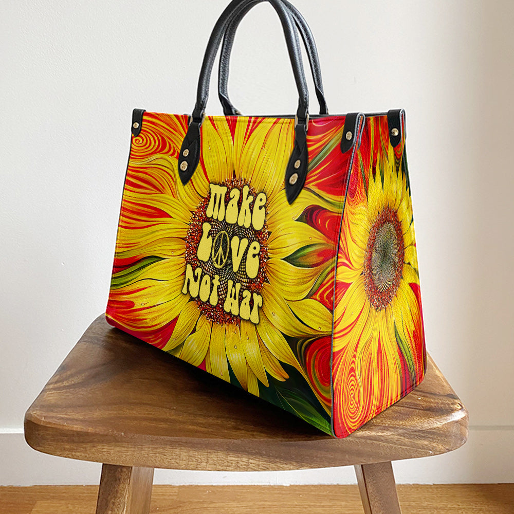 Hippie Make Love Not War Leather Bag - Women's Pu Leather Bag - Best Mother's Day Gifts