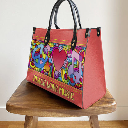 Hippie Peace Love Music Leather Bag - Women's Pu Leather Bag - Best Mother's Day Gifts