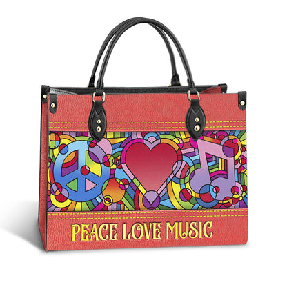 Hippie Peace Love Music Leather Bag - Women's Pu Leather Bag - Best Mother's Day Gifts