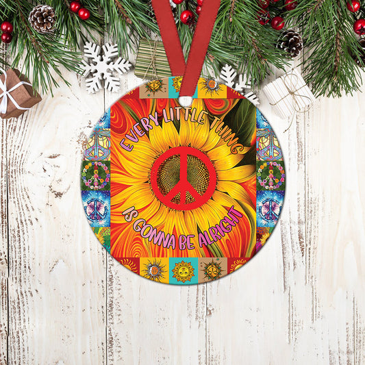 Hippie Sunflower Alright Ceramic Circle Ornament - Decorative Ornament - Christmas Ornament