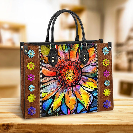 Hippie Sunflower Colorful 2 Leather Bag - Women's Pu Leather Bag - Best Mother's Day Gifts