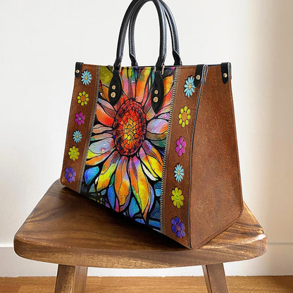 Hippie Sunflower Colorful 2 Leather Bag - Women's Pu Leather Bag - Best Mother's Day Gifts
