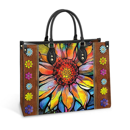 Hippie Sunflower Colorful 2 Leather Bag - Women's Pu Leather Bag - Best Mother's Day Gifts