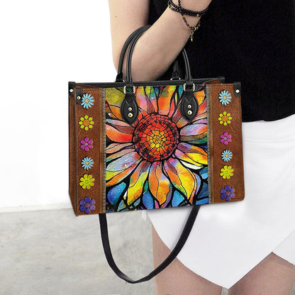 Hippie Sunflower Colorful 2 Leather Bag - Women's Pu Leather Bag - Best Mother's Day Gifts