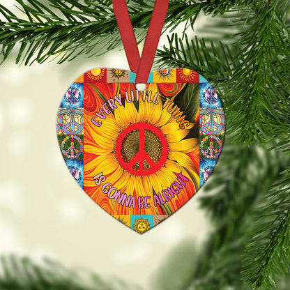 Hippie Sunflower Gonna Be Alright Heart Ceramic Ornament - Christmas Ornament - Christmas Gift