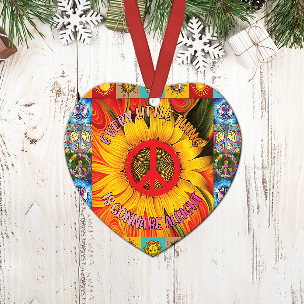 Hippie Sunflower Gonna Be Alright Heart Ceramic Ornament - Christmas Ornament - Christmas Gift