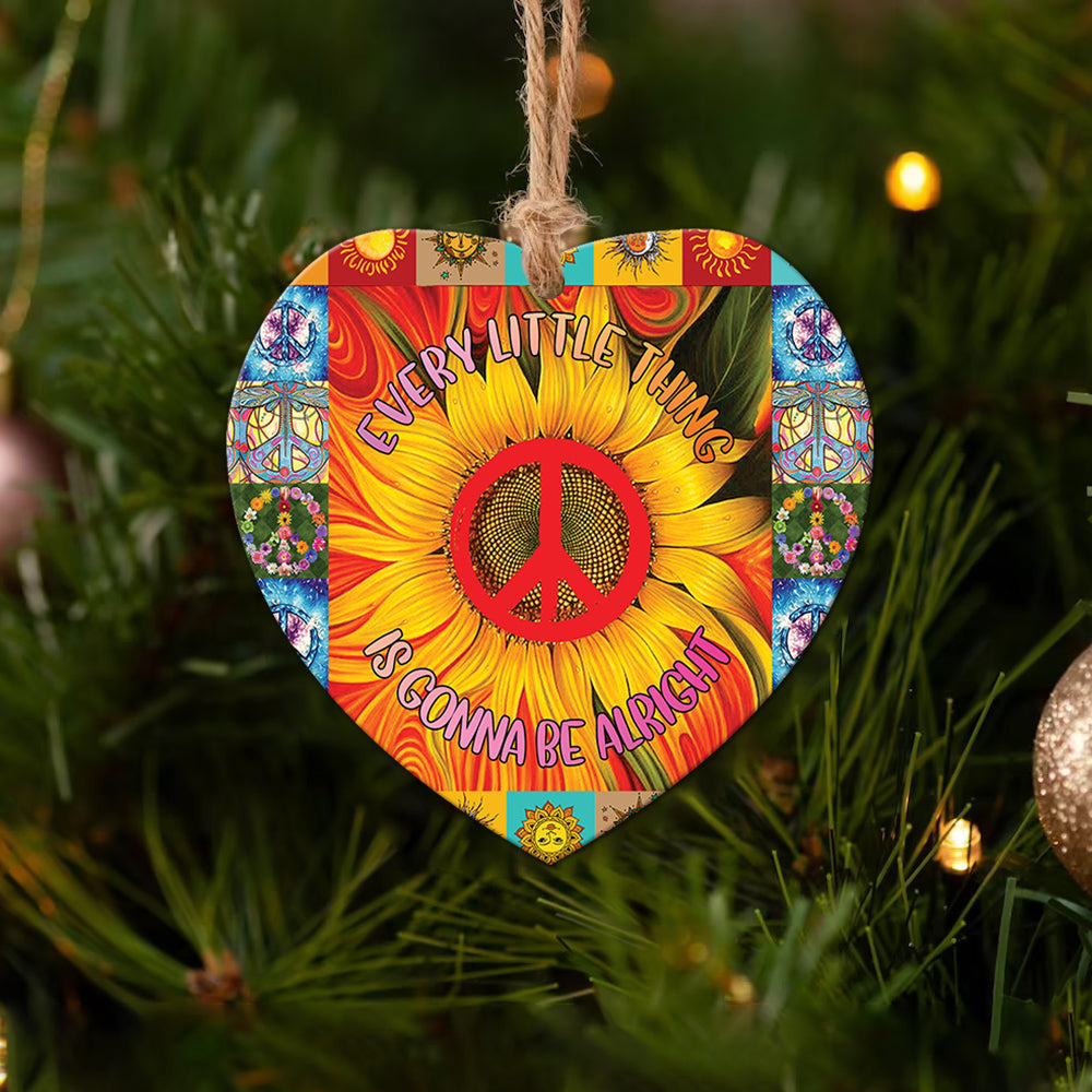 Hippie Sunflower Gonna Be Alright Heart Ceramic Ornament - Christmas Ornament - Christmas Gift