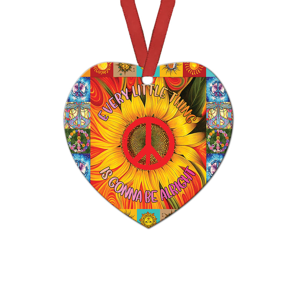 Hippie Sunflower Gonna Be Alright Heart Ceramic Ornament - Christmas Ornament - Christmas Gift