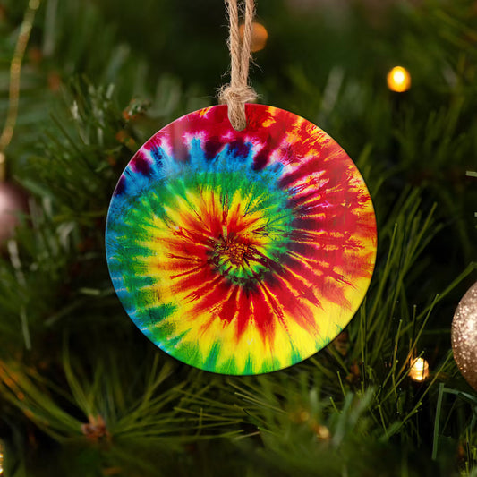 Hippie Tie Dye Lover Ceramic Circle Ornament - Decorative Ornament - Christmas Ornament