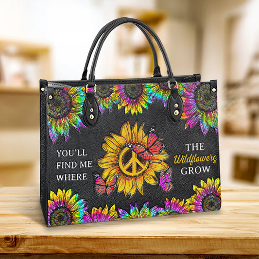Hippie Where The Wildflowers Grow Leather Bag - Women's Pu Leather Bag - Best Mother's Day Gifts