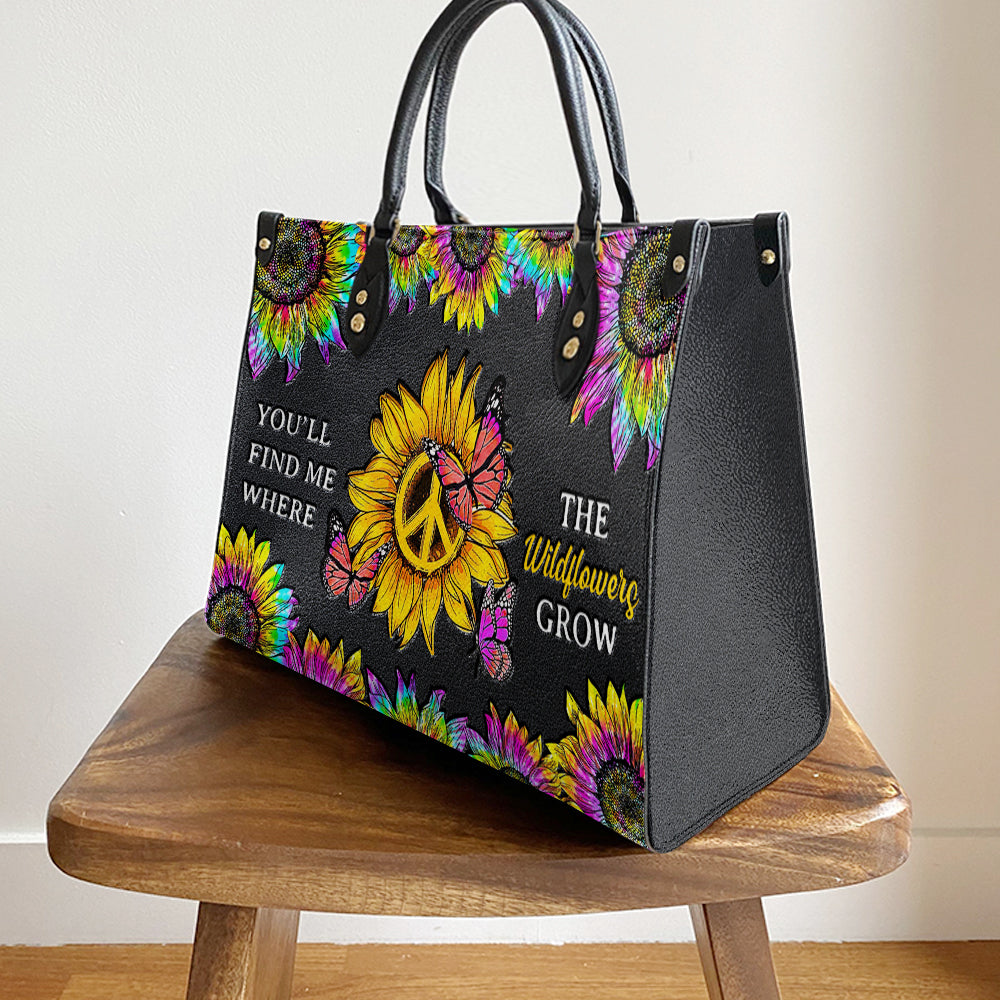 Hippie Where The Wildflowers Grow Leather Bag - Women's Pu Leather Bag - Best Mother's Day Gifts