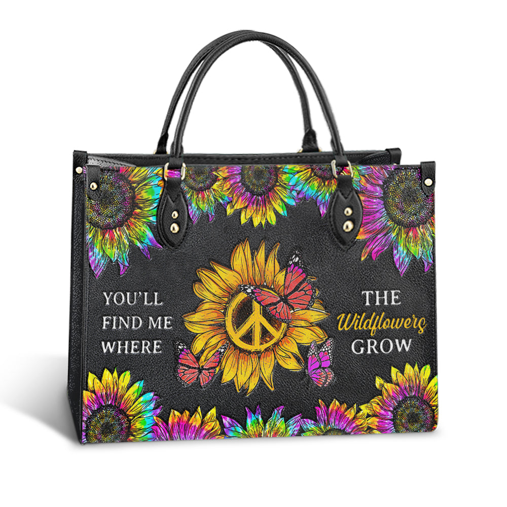 Hippie Where The Wildflowers Grow Leather Bag - Women's Pu Leather Bag - Best Mother's Day Gifts