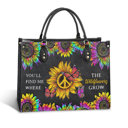 Hippie Where The Wildflowers Grow Leather Bag - Women's Pu Leather Bag - Best Mother's Day Gifts