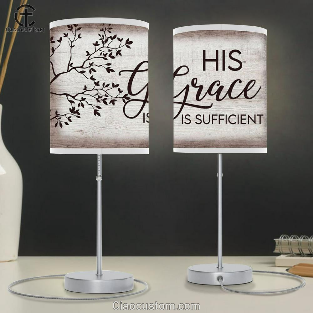 His Grace Is Sufficient Christian Table Lamp For Bedroom - Christian Room Decor