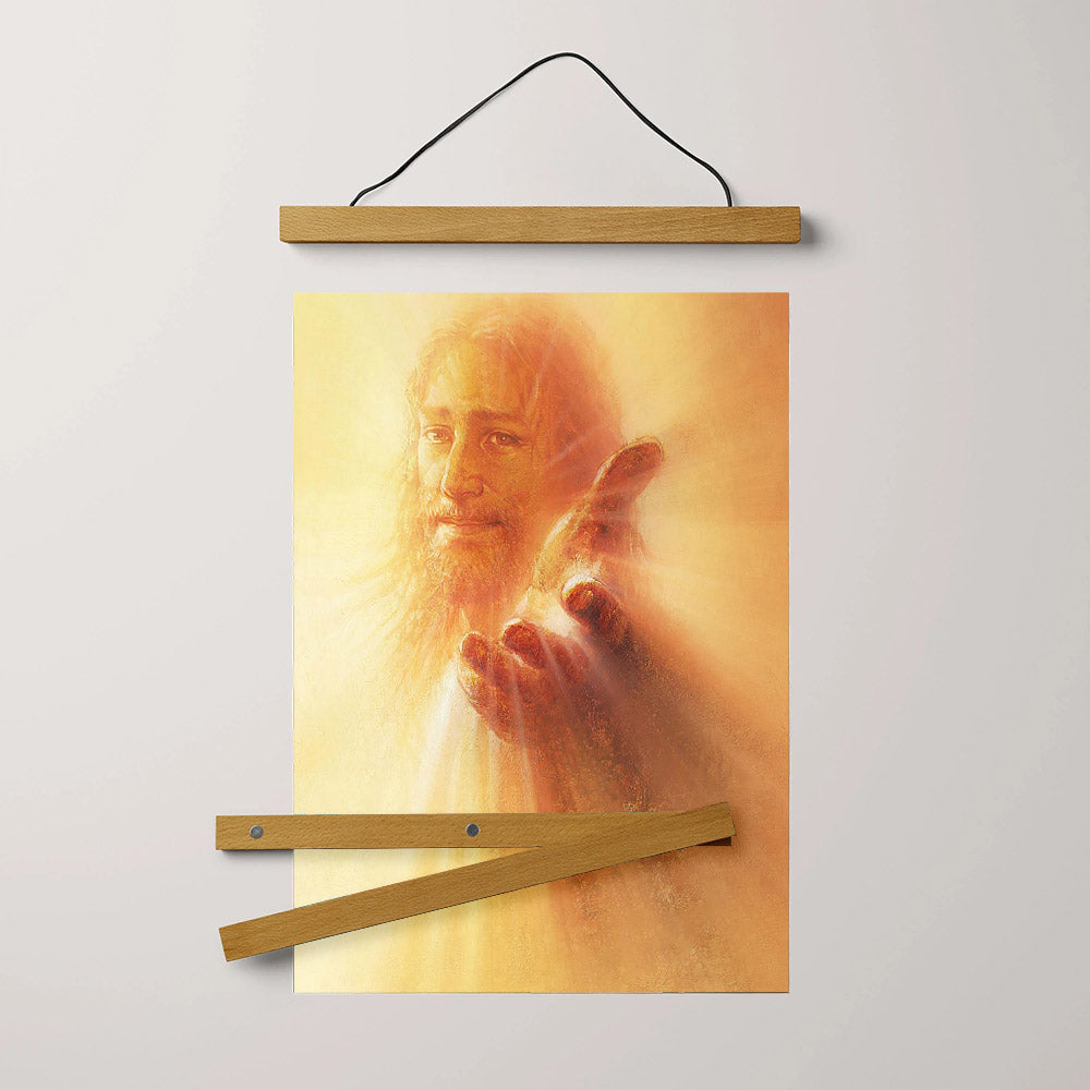 His Hand Is Stretched Out Still Hanging Canvas Wall Art - Jesus Picture - Jesus Portrait Canvas - Religious Canvas