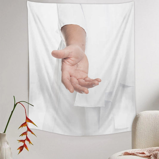 His Hand is Stretched Out Still Tapestry - Jesus Picture - Religious Tapestry - Christian Tapestry Wall Hangings