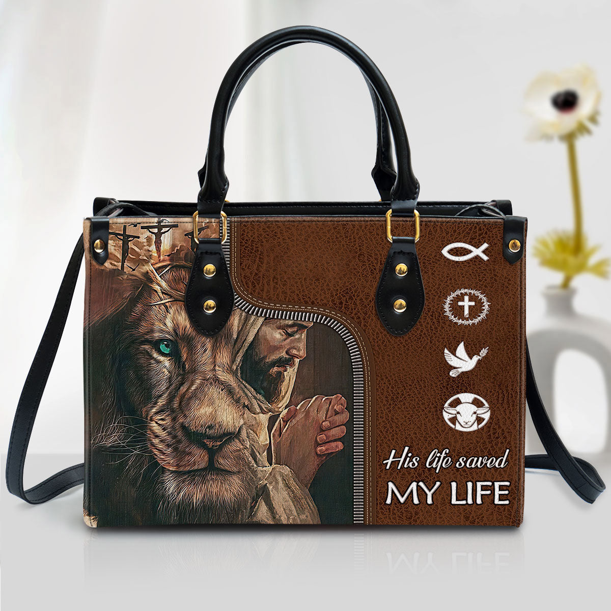 His Life Saved My Life - Christian Leather Bag - Christian Pu Leather Bags For Women