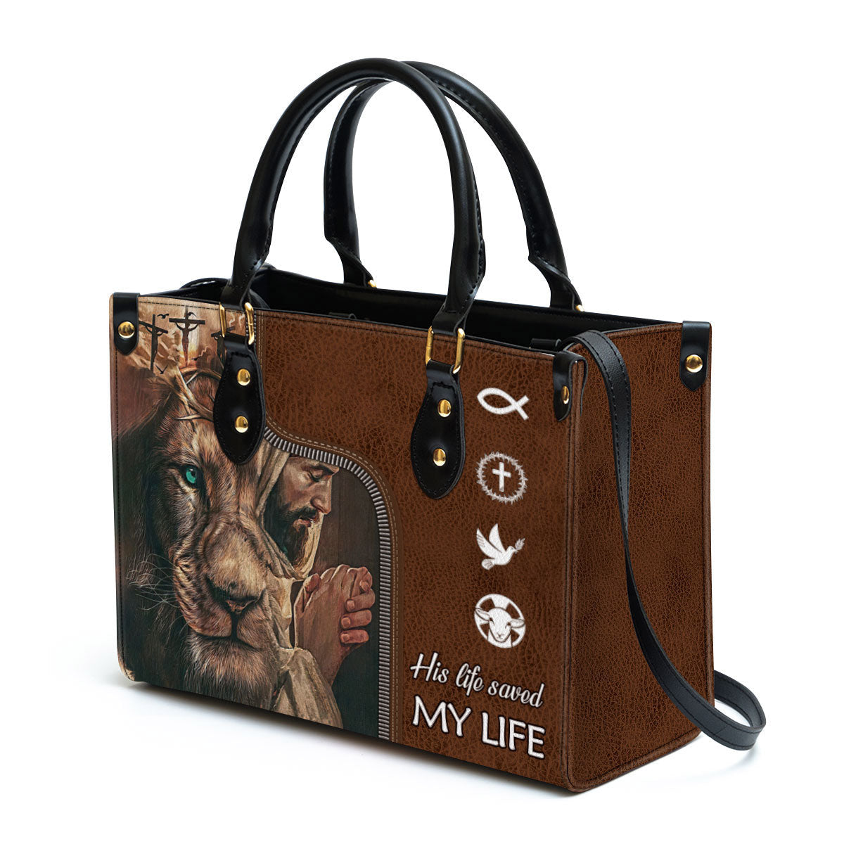 His Life Saved My Life - Christian Leather Bag - Christian Pu Leather Bags For Women