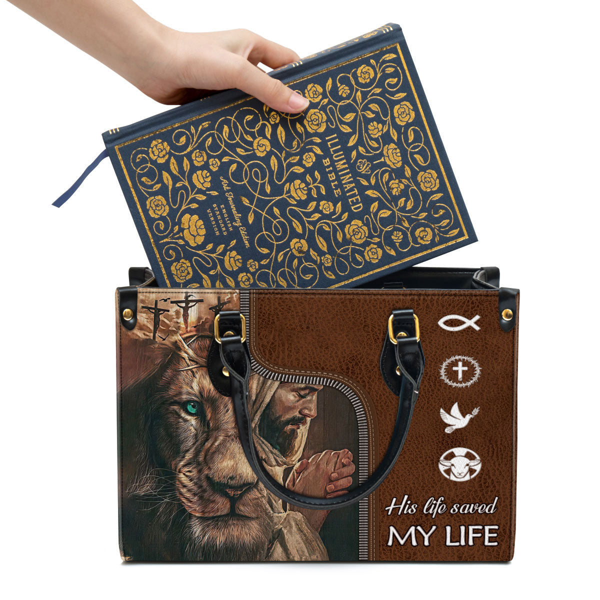 His Life Saved My Life - Christian Leather Bag - Christian Pu Leather Bags For Women