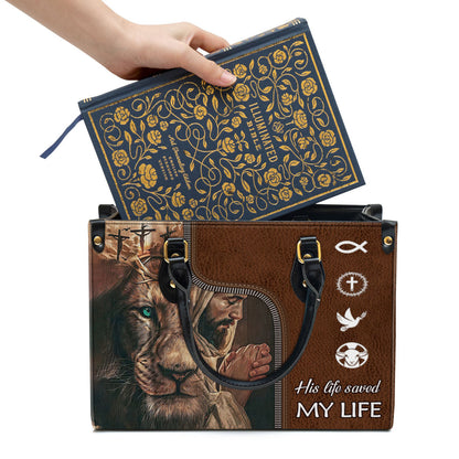 His Life Saved My Life - Christian Leather Bag - Christian Pu Leather Bags For Women