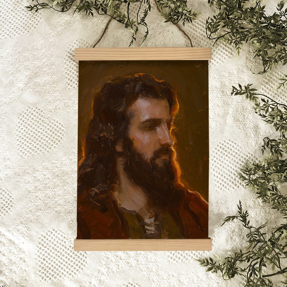 His Light Hanging Canvas Wall Art - Jesus Picture - Jesus Portrait Canvas - Religious Canvas