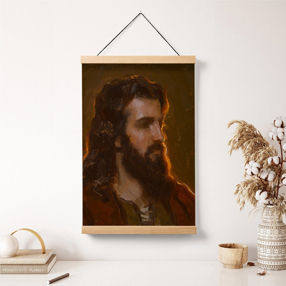 His Light Hanging Canvas Wall Art - Jesus Picture - Jesus Portrait Canvas - Religious Canvas