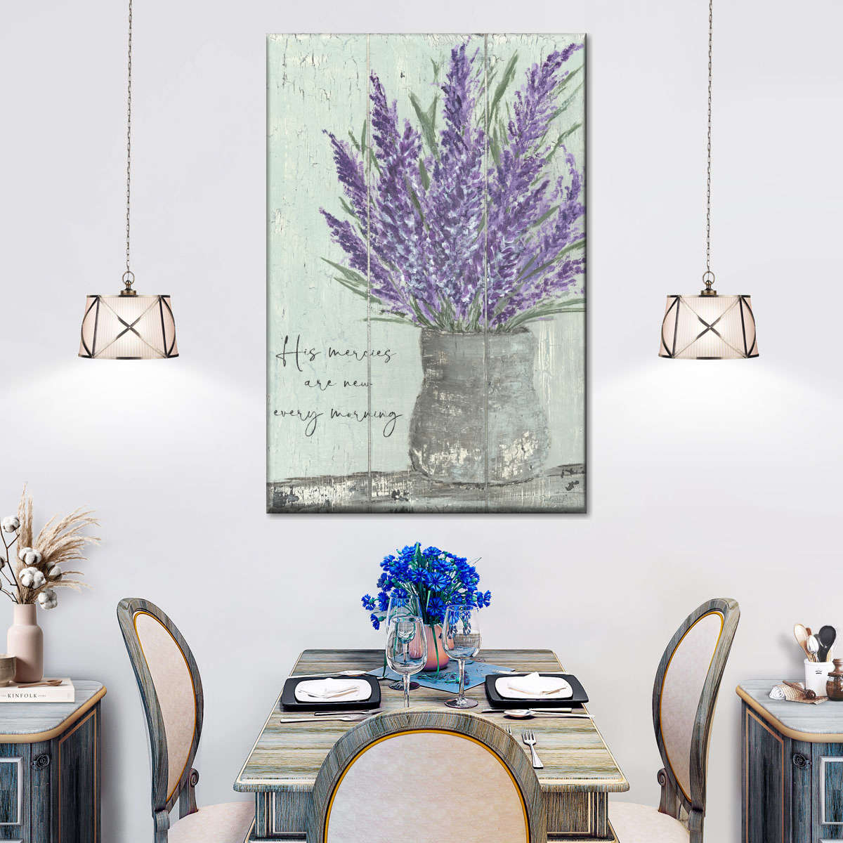 His Mercies Are New Every Morning Canvas Wall Art - Canvas Religious Wall Art - Christian Wall Decor Living Room