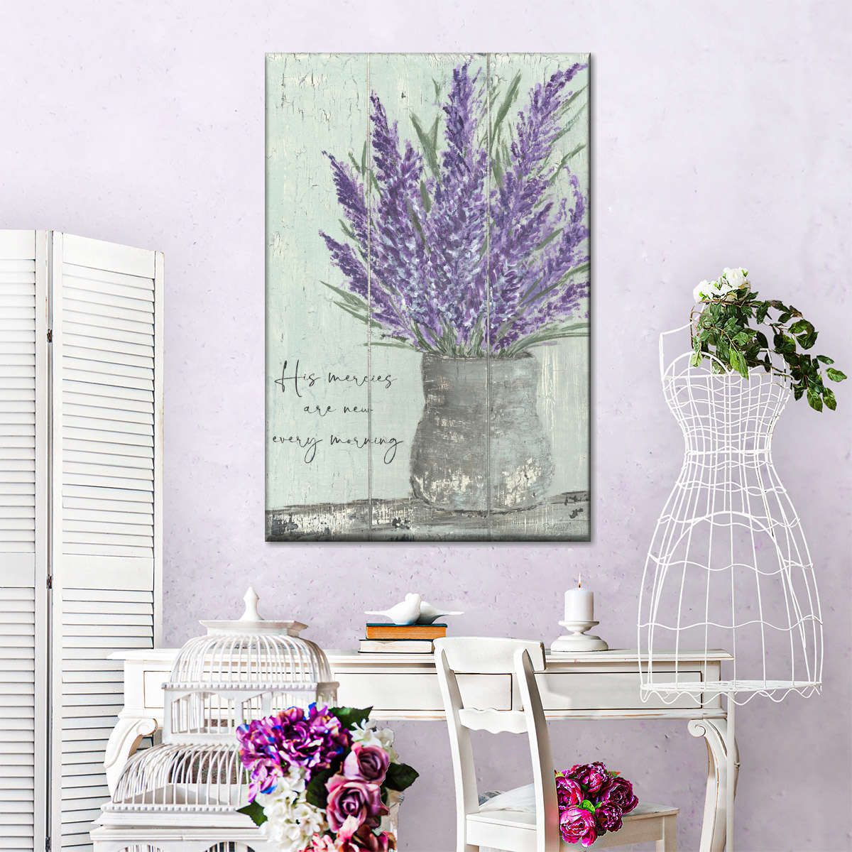 His Mercies Are New Every Morning Canvas Wall Art - Canvas Religious Wall Art - Christian Wall Decor Living Room