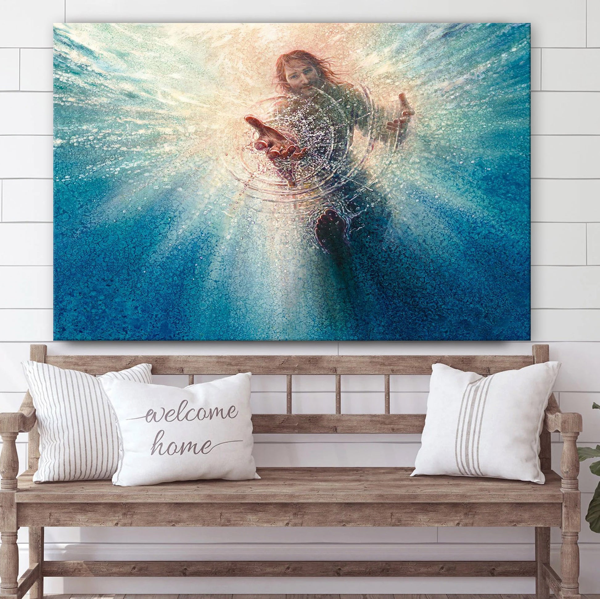 His Mighty Hand Canvas Wall Art - Jesus Picture - Christian Wall Decor
