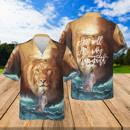 His Will His Way My Faith Jesus Hawaiian Shirts - Religious Hawaiian Shirts - Hawaiian Christian For Men Women