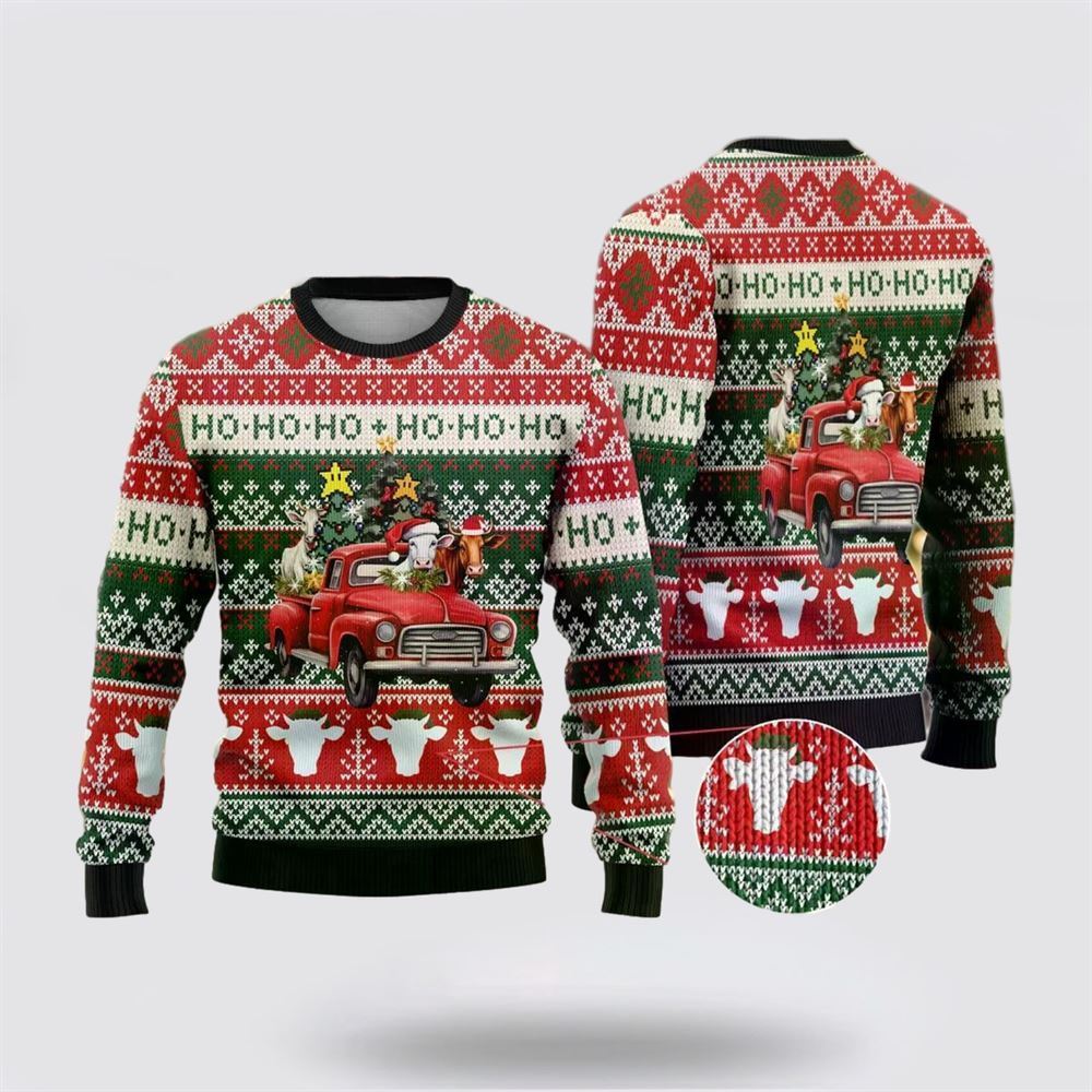 Ho Ho Ho Cow Christmass Ugly Christmas Sweater, Farm Sweater, Christmas Gift, Best Winter Outfit Christmas