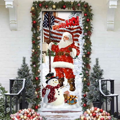 Ho Ho Ho Saus Door Cover - Merry Christmas Home Decor - Christmas Outdoor Decoration