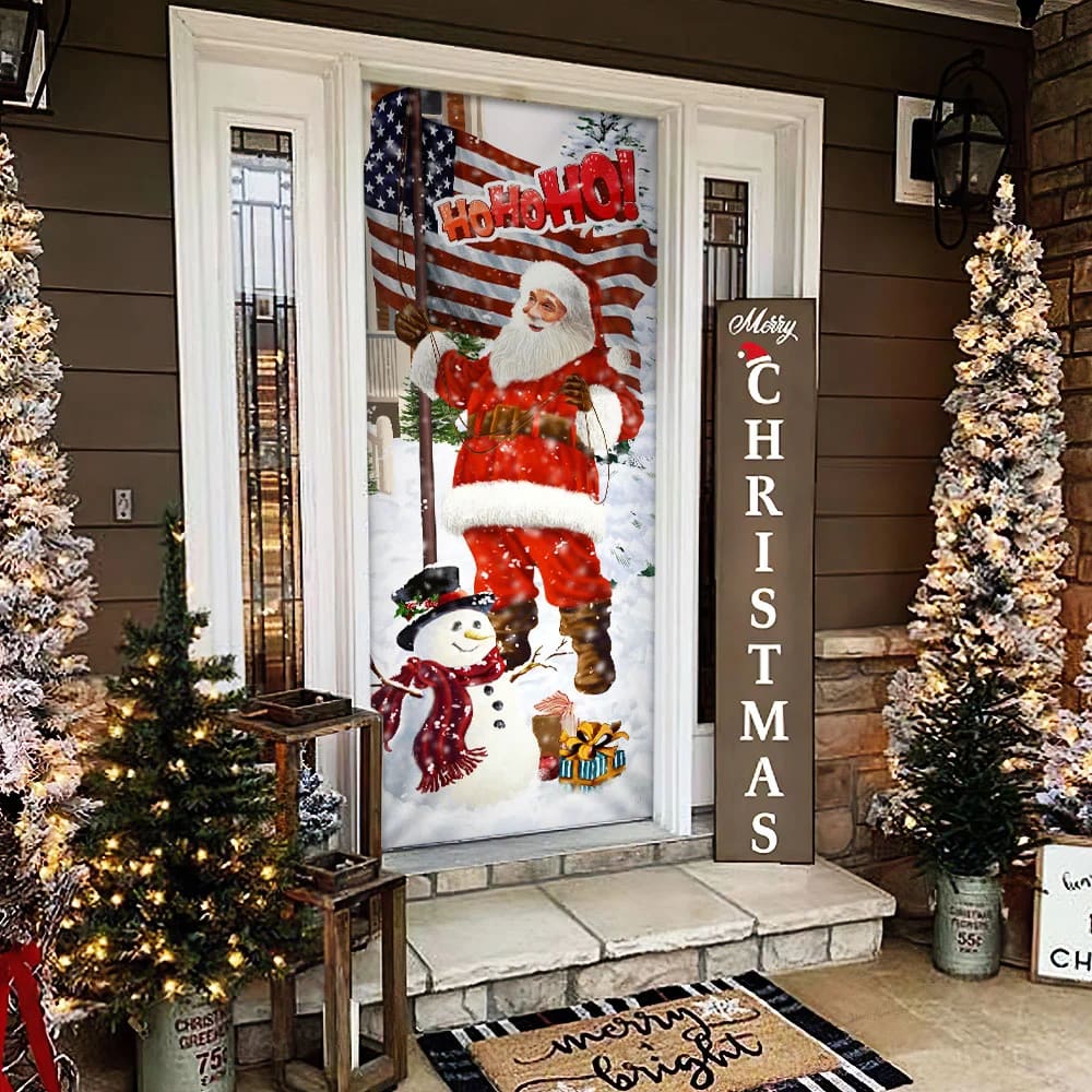 Ho Ho Ho Saus Door Cover - Merry Christmas Home Decor - Christmas Outdoor Decoration