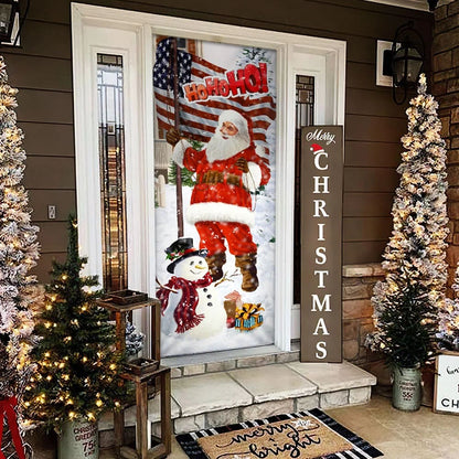 Ho Ho Ho Saus Door Cover - Merry Christmas Home Decor - Christmas Outdoor Decoration
