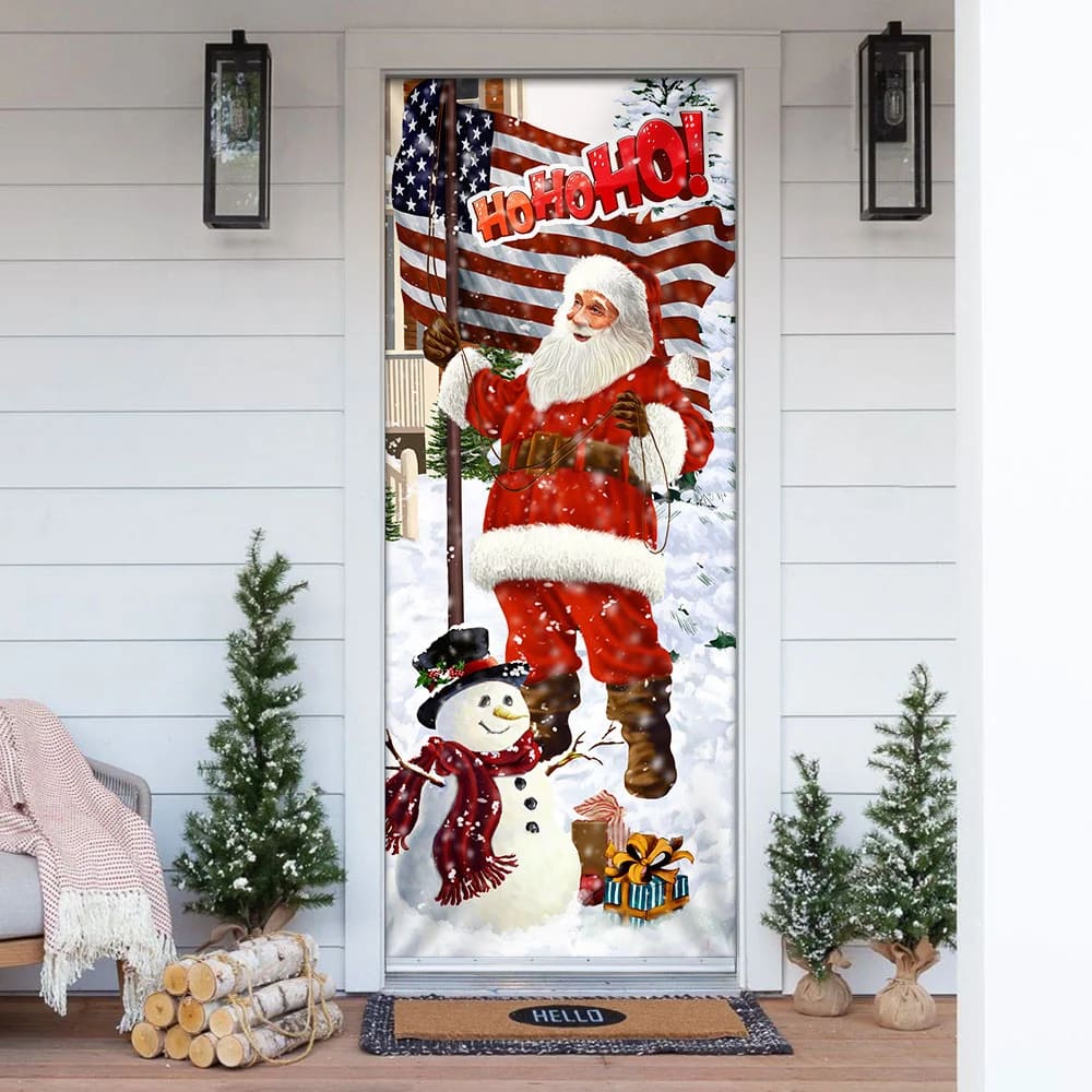 Ho Ho Ho Saus Door Cover - Merry Christmas Home Decor - Christmas Outdoor Decoration