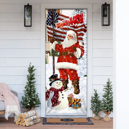 Ho Ho Ho Saus Door Cover - Merry Christmas Home Decor - Christmas Outdoor Decoration