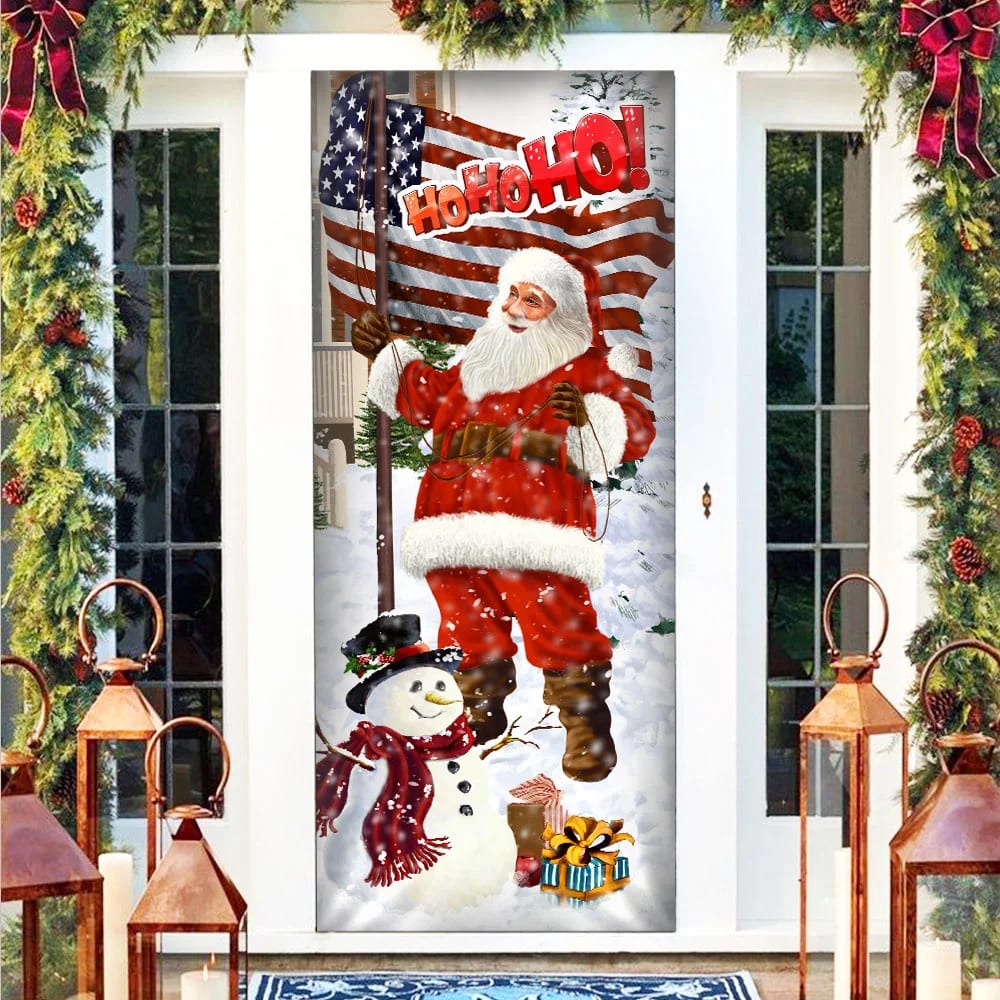 Ho Ho Ho Saus Door Cover - Merry Christmas Home Decor - Christmas Outdoor Decoration